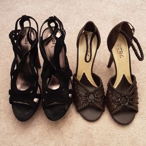 2 pairs of leather heels shoes